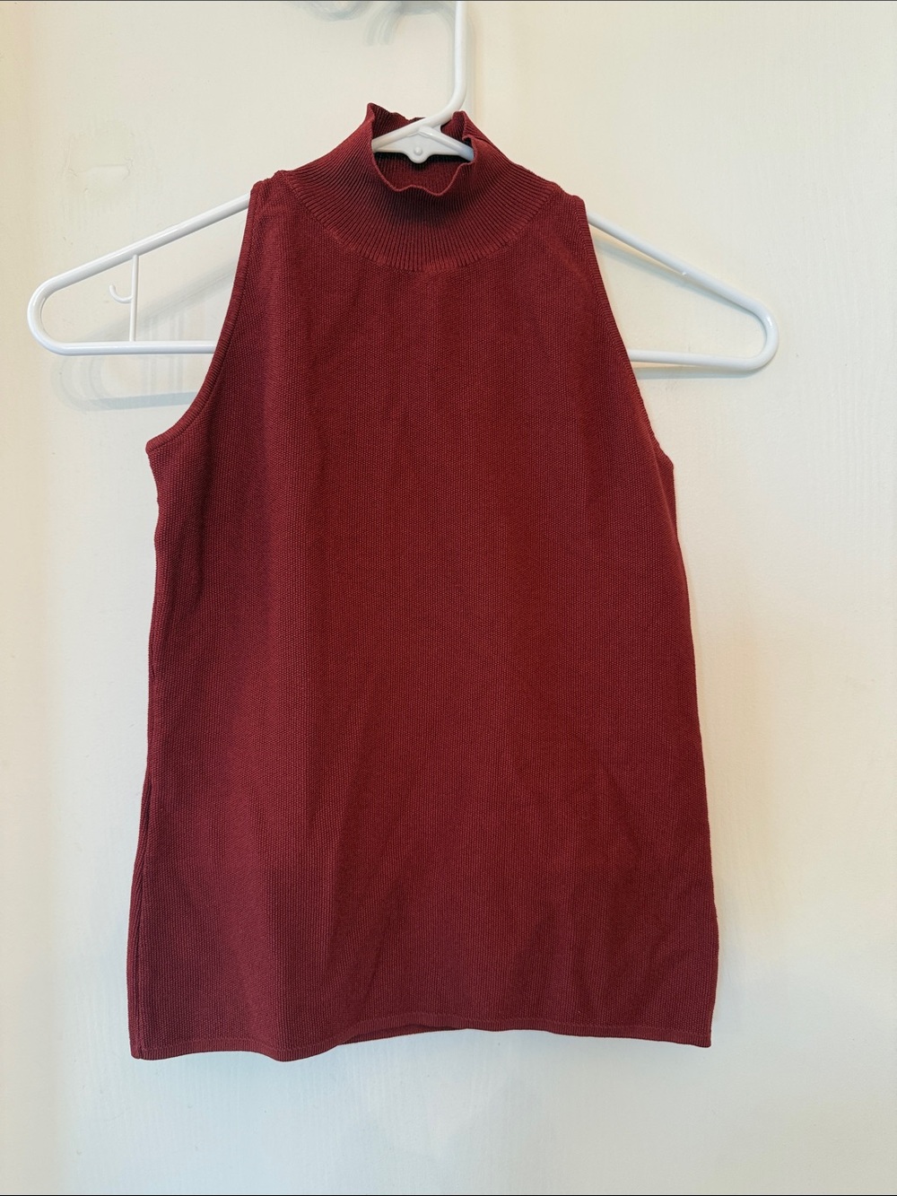 STRENESSE Sleeveless Mock Neck Tank in Deep Burgundy